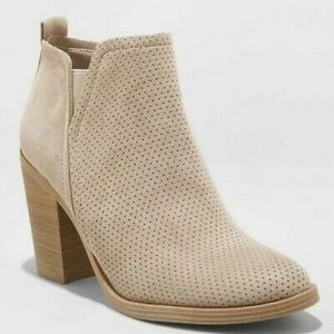 Avalyn Microsuede Laser Cut Bootie Taupe 6